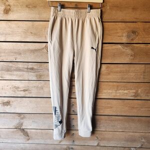 Puma Kids Beige Joggers with Logo